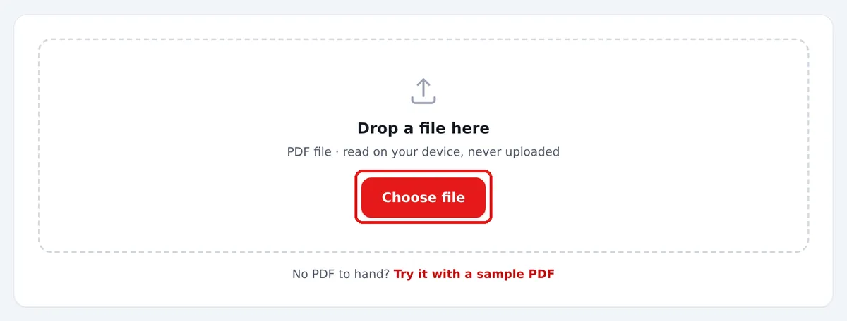 The Add PDF Border tool before a file is chosen, with the Choose file button
